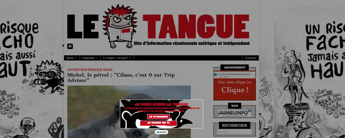 Le dessin de presse, par Rob, mis en avant dans Le Tangue