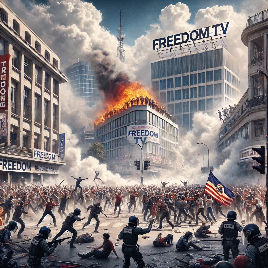 DALL·E 2024-09-24 19.16.01 - A photo-realistic digital painting of the Chaudron riots in La Réunion, 1991. The scene captures the urban chaos with modern architecture characterist