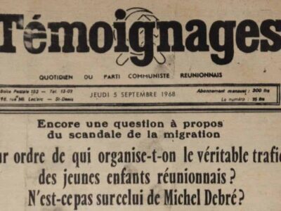 Une du journal Témoignages du 5 septembre 1968 qui mentionne l'affaire des