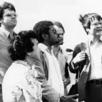 Raymond Lauret, Roland Robert, Lucet Langenier, Elie Hoarau et Paul Vergès. (Photo : collection privée)