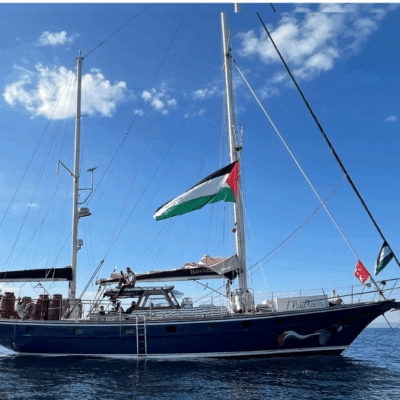 Photo du Madleen qui avait fait partie des deux premiers bateaux affrétés en juin dernier pour casser le blocus à Gaza.