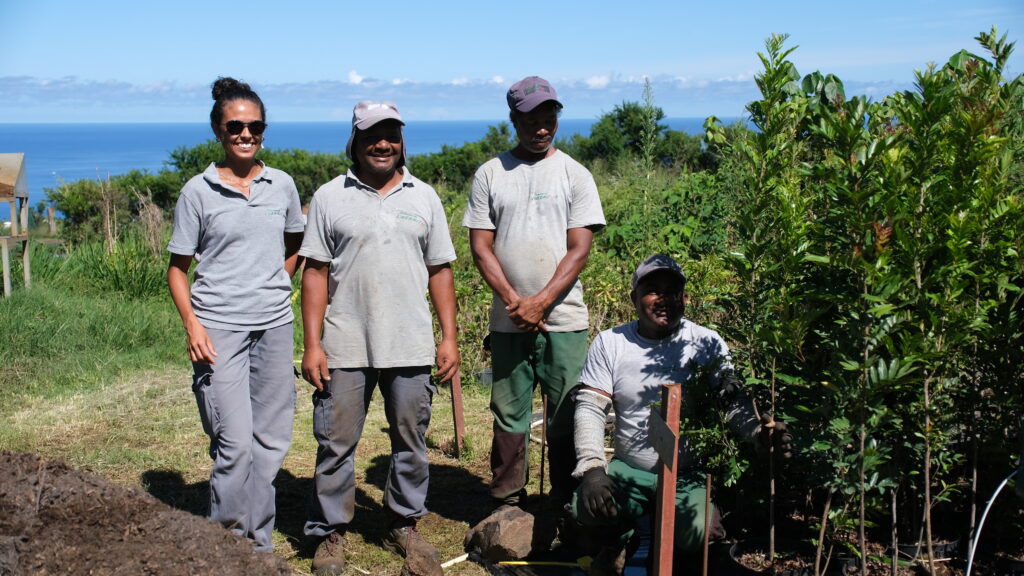 L'équipe de la pépinière ce jour-ci. Eva, Willy, Jean-Luc et Sylvestre.